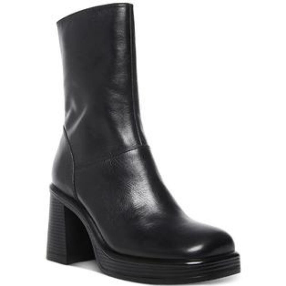 Steve Madden Fantsie Leather Square Toe Mid Calf Boots